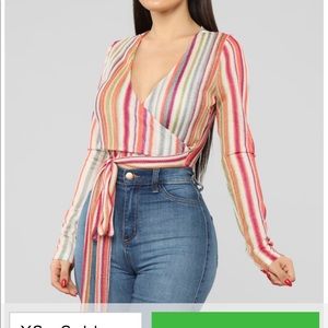 Long sleeve stripped top